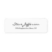 Klassiek Stijlvol Elegant Script Plain Zwart Wit Etiket (Voorkant)