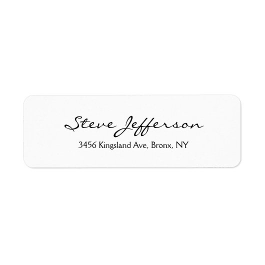 Klassiek Stijlvol Elegant Script Plain Zwart Wit Etiket (Voorkant)