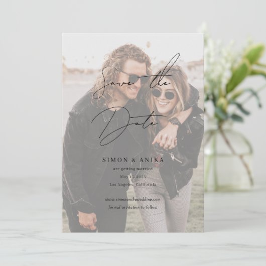 Klassiek Stijlvol Handschrift Script Foto Bruiloft Save The Date (Staand voorkant)