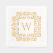 Klassiek stijlvol monogram met elegante bloemrand folie servetten (Voorkant)
