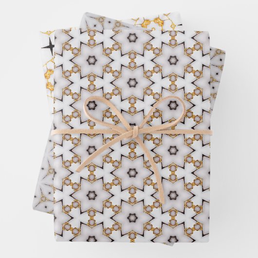 Klassiek Stijlvol Nautical Navy Goud en Wit Inpakpapier Vel (In situ)