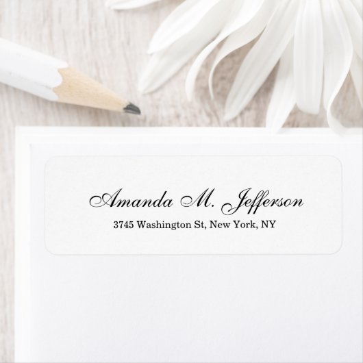 Klassiek stijlvol script Elegant Zwart Wit Etiket (Insitu)