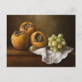 Klassiek stilleven met persimons en druivenkunst briefkaart (Voorkant)