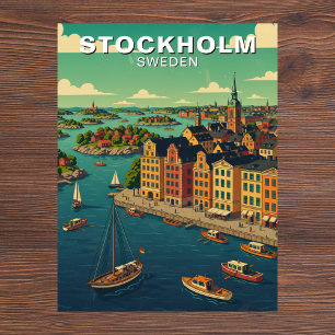 Klassiek Stockholm Zweden Waterfront Reis Briefkaart