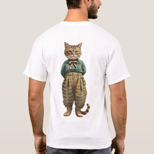 Klassiek T-shirt met grijze kat (Achterkant)