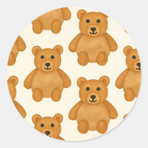 Klassiek teddybeer patroon ronde sticker
