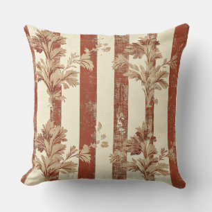 Klassiek Terracotta Rood Toile Bloemmotief Crème Kussen