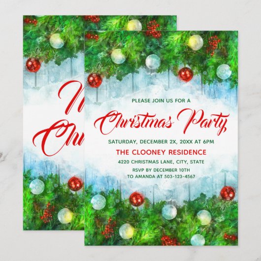 Klassiek traditioneel vrolijk kerstfeest kaart (Voorkant / Achterkant)