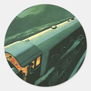 Klassiek transport, groene sneltrein ronde sticker
