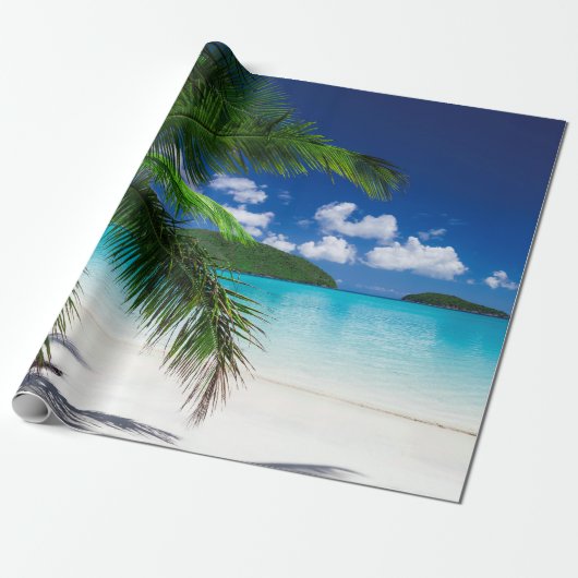 Klassiek tropisch eilandstrand paradijs cadeaupapier (Uitgerold)