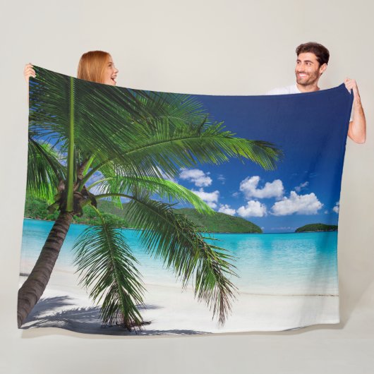 Klassiek tropisch eilandstrand paradijs fleece deken (In situ)