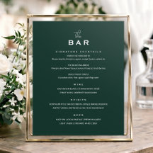Klassiek trouwbarmenu bord minimalistisch groen