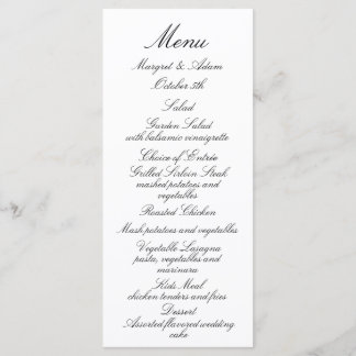 Klassiek trouwmenu menu