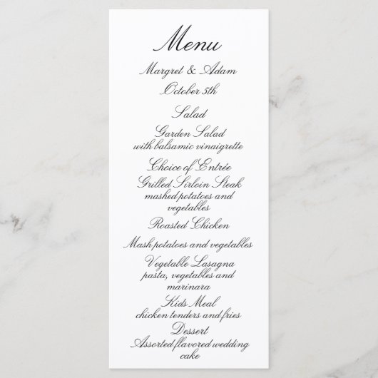 Klassiek trouwmenu menu (Voorkant)