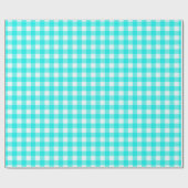 Klassiek turquoise gingham geruite patroon cadeaupapier (Vlak)