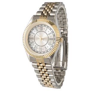 Klassiek tweekleurig analoog dameshorloge horloge