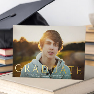 Klassiek type Afstuderen foto AFSTUDEREN REAL Folie Uitnodiging