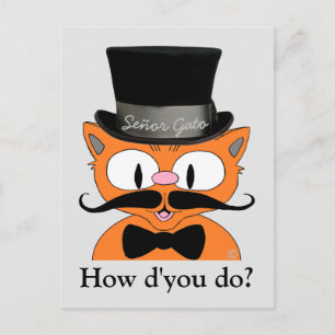 Klassiek Uitgedoste Cartoon Snor Katten Vriendscha Briefkaart