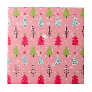 Klassiek vakantiepatroon-kerstboom (4) tegeltje