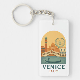 Klassiek Venetië Italië Reizen Retro Gondel en Sta Sleutelhanger