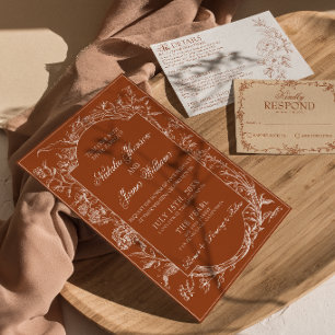 Klassiek Verbrand Oranje Bloem Boho Terracotta Bru Kaart