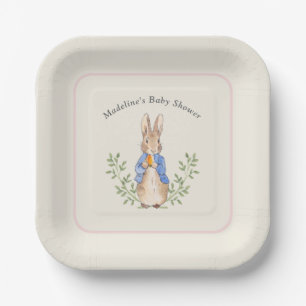 Klassiek Verhaalboek Konijn Gingham Vintage Baby Papieren Bordje