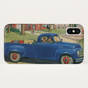 Klassiek Vervoer, Klassieke Blauwe Vrachtwagen iPhone X Hoesje