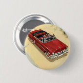 Klassiek Vervoer, Rode Cabriolet Strand Ronde Button 5,7 Cm (Voorkant /achterkant)