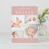 Klassiek vier | Foto Collage Birth Aankondiging (Staand voorkant)