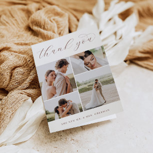 Klassiek vier Multi Photo Wedding Folded Bedankkaart