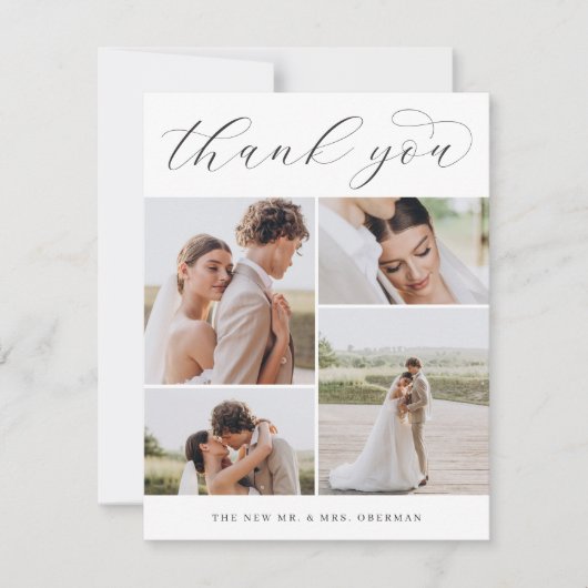 Klassiek vier | Multifoto-weduwschap Bedankkaart (Voorkant)