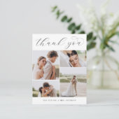 Klassiek vier | Multifoto-weduwschap Bedankkaart (Staand voorkant)