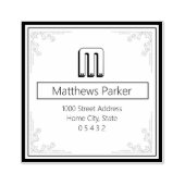 Klassiek vierkant monogram retouradres rubberstempel (Afrduk)