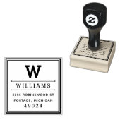 Klassiek vierkant monogram retouradres 	rubberstempel (Gestempeld)