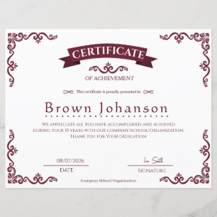 Klassiek Vintage Certificaat van Prestatie Elegant