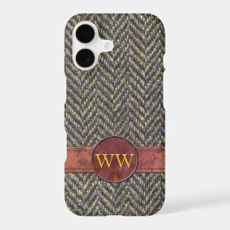 Klassiek Vintage Herringbone Tweed Leren Monogram