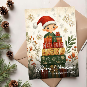 Klassiek Vintage Kerstboom Groet Ontwerp Feestdagenkaart