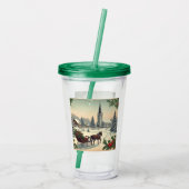 Klassiek/vintage kerstscène acryl drinkbeker (Achterkant)