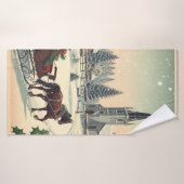 Klassiek/vintage kerstscène badhanddoek (Badhanddoek)