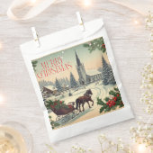 Klassiek/vintage kerstscène bedankzakje (Geknipt)