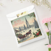 Klassiek/vintage kerstscène bedankzakje (Gezegeld)