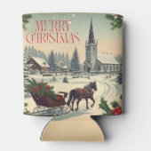 Klassiek/vintage kerstscène blikjeskoeler (Achterkant)