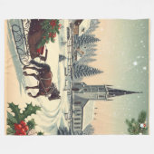 Klassiek/vintage kerstscène fleece deken (Voorkant (Horizontaal))