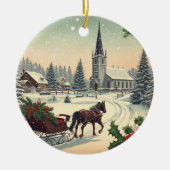 Klassiek/vintage kerstscène keramisch ornament (Voorkant)