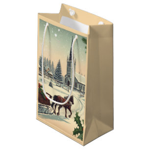 Klassiek/vintage kerstscène klein cadeauzakje