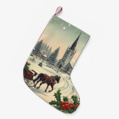 Klassiek/vintage kerstscène kleine kerstsok (Voorkant (Hangend))