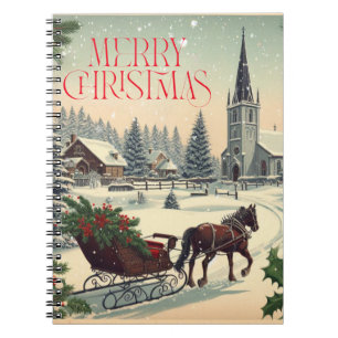 Klassiek/vintage kerstscène notitieboek