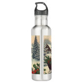 Klassiek/vintage kerstscène waterfles  (Achterkant)