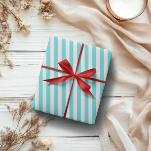 Klassiek vintage turquoise en witte strepen cadeaupapier