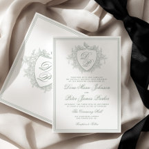 Klassiek vintage wapen monogram saliegroen bruilof
